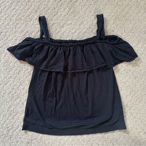 JCrew Womens Black Striped Off-The-Shoulder Blouse Tank in Sz Small